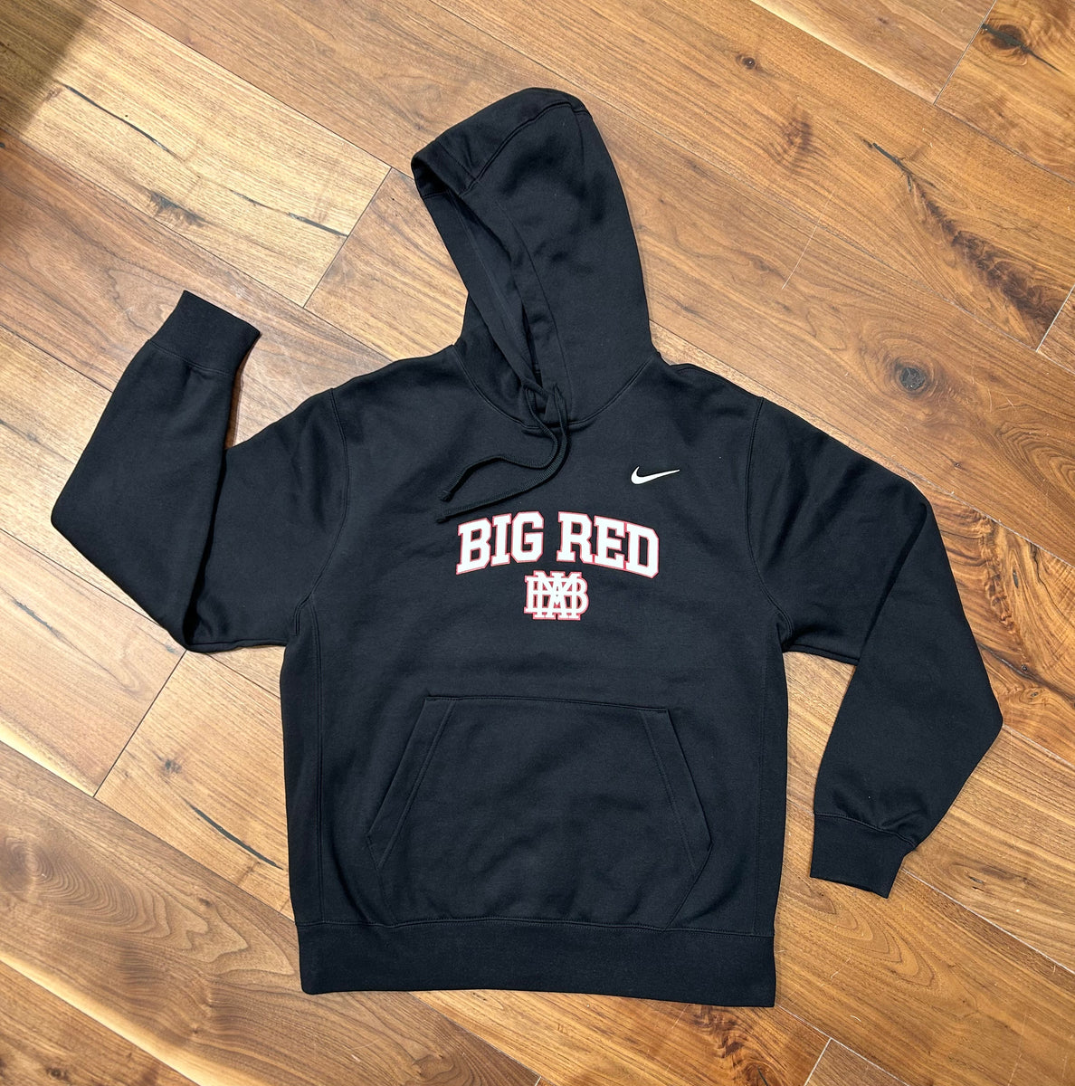 Nike Youth/Adult Black Hooded Sweatshirt w/ White Big Red – MBA