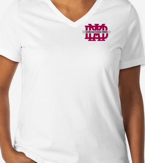 Women’s White V-Neck Tee with GSA Waffle