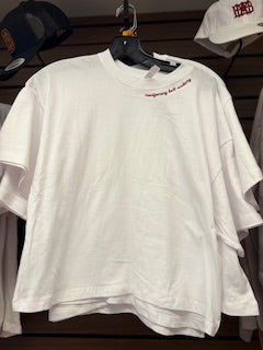 Boxy White Tee with Montgomery Bell Academy Embroidery