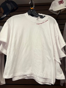 Boxy White Tee with Montgomery Bell Academy Embroidery