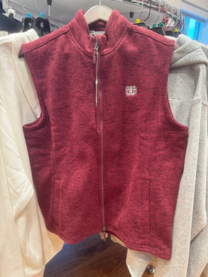 Johnnie-O Cardinal Fleece Full Zip Vest with Silver Waffle