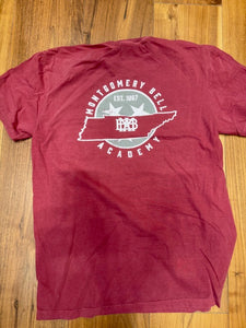Cardinal Faded Comfort Colors Pocketed Tee with State on Back