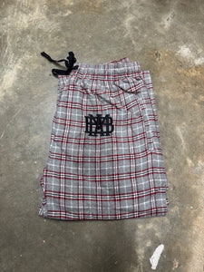 Pennant Gray Plaid Flannel Pajama Pants with Embroidered Black Waffle
