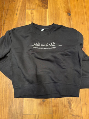 Women's Sweatshirt in Black with Embroidered Roll Red Roll