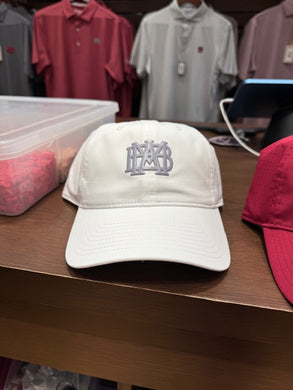 White Ventilated Cap with Raised Silver Waffle