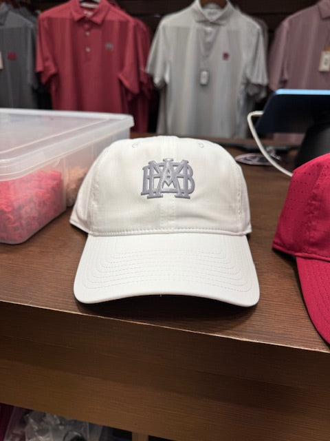 White Ventilated Cap with Raised Silver Waffle