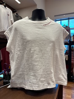 Women's White Cropped Boxy Tee with Embroidery