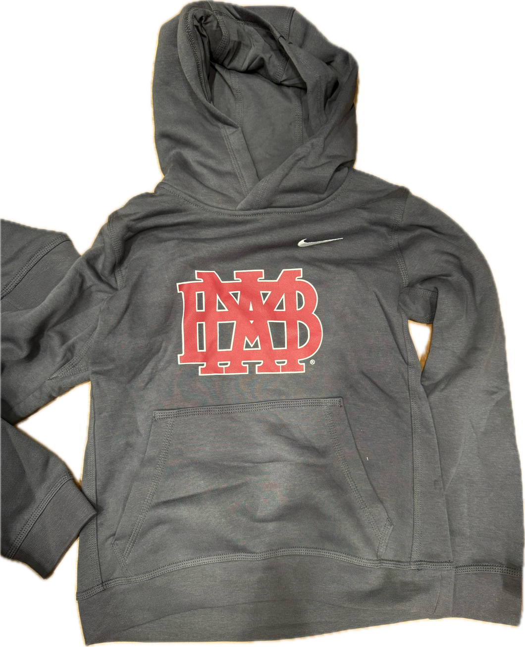 Nike Anthracite Hooded Sweatshirt with Cardinal MBA Waffle Outlined in White