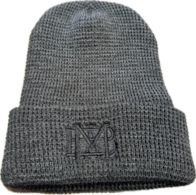 Charcoal Grey Beanie with Black Waffle