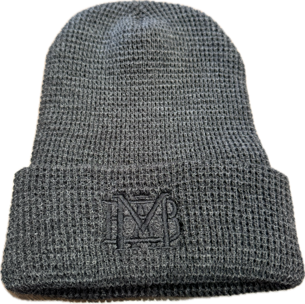 Charcoal Grey Beanie with Black Waffle