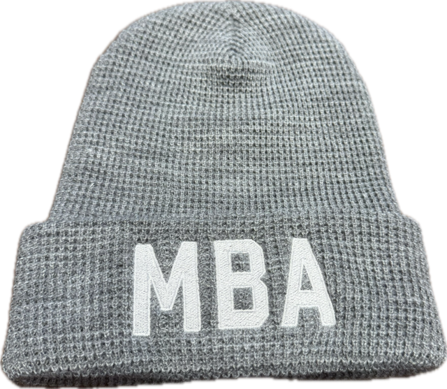 Heather Grey Beanie with Silver MBA