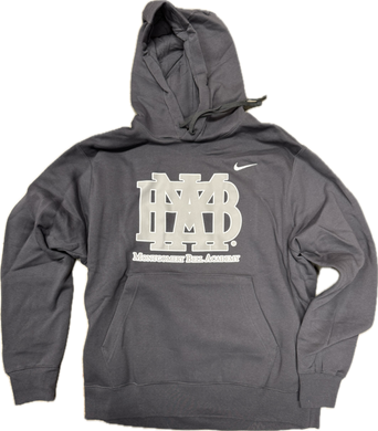 Anthracite Hooded Sweatshirt with Gray MBA Waffle Outlined in White with Montgomery Bell Academy