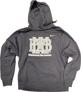 Anthracite Hooded Sweatshirt with Gray MBA Waffle Outlined in White with Montgomery Bell Academy