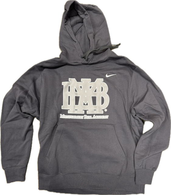 Anthracite Hooded Sweatshirt with Gray MBA Waffle Outlined in White with Montgomery Bell Academy