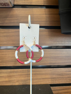 Cardinal and White Game Day Earrings
