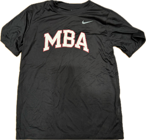 Nike Black Dri-Fit Shirt with White MBA Arch Outlined in Cardinal