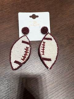 Beaded Red Football Helmet Earring