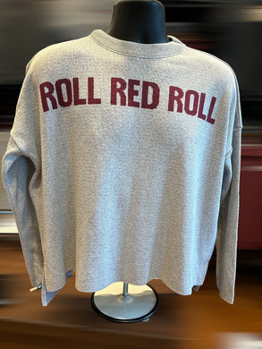 Everyday Sweater in Gray with Cardinal ROLL RED ROLL