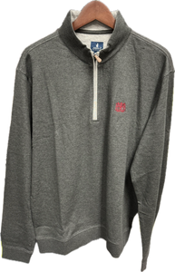 Johnnie-O Sully 1/4 Zip in Heather Black with Cardinal Waffle