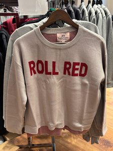 Grey "Roll Red" Pearls and Camo Sweater with Cardinal Waffle on back