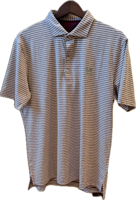 Johnnie-O Faded Cardinal Polo with White Stripe and Silver Waffle