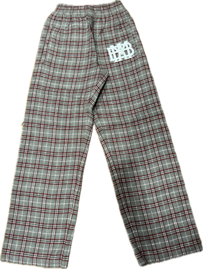 Pennant Gray Plaid Flannel Pajama Pants with White Waffle