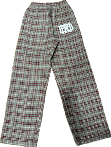 Pennant Gray Plaid Flannel Pajama Pants with White Waffle