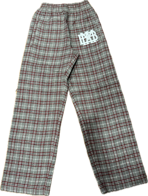 Pennant Gray Plaid Flannel Pajama Pants with White Waffle