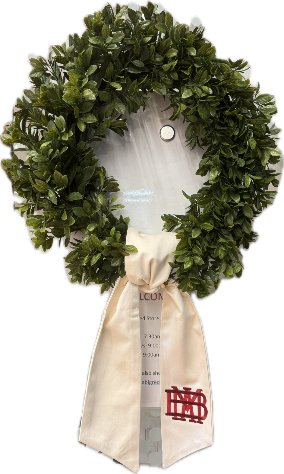 Wreath Sash with Embroidered Waffle