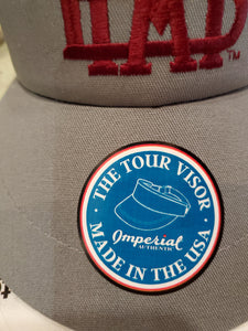 Imperial Men's Tour Golf Visor in gray with cardinal logo