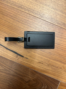 Black Leather Luggage Tag w/ Gold Debossing