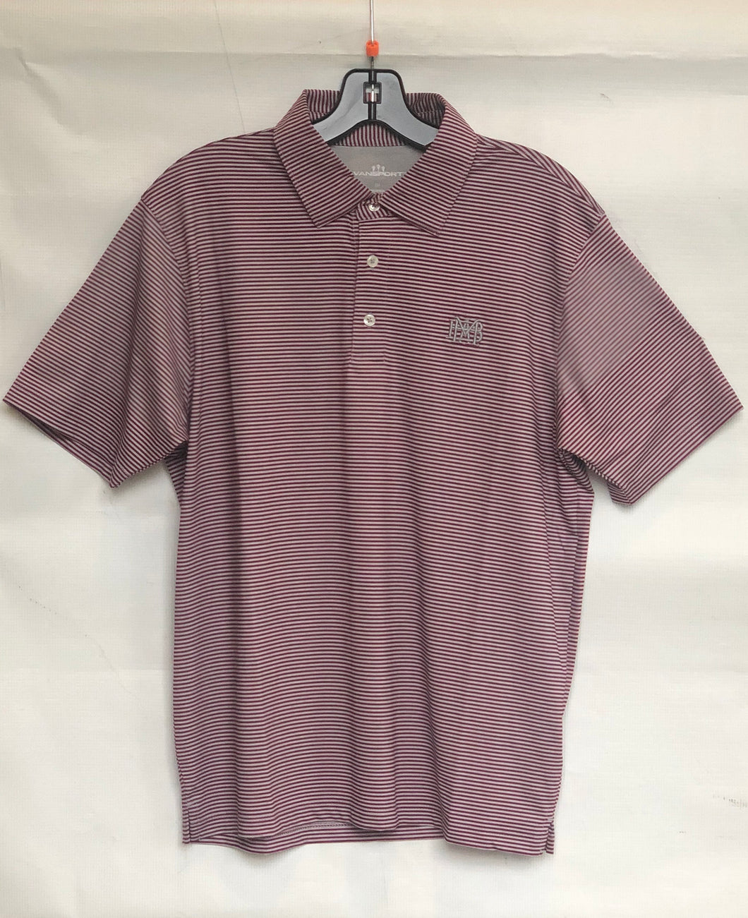 Mens Polo with Cardinal and Silver Stripes tonal silver logo-XXL only