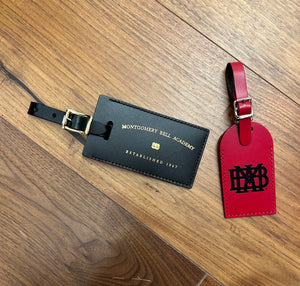 Black Leather Luggage Tag w/ Gold Debossing