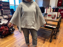 Women’s Grey Fleece Hooded Poncho