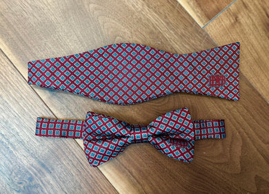 Cardinal and Gray Woven Silk Bowtie with Waffle