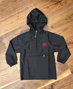 Charles River Black Pack-N-Go Quarter Zip Pullover w/ Cardinal Waffle