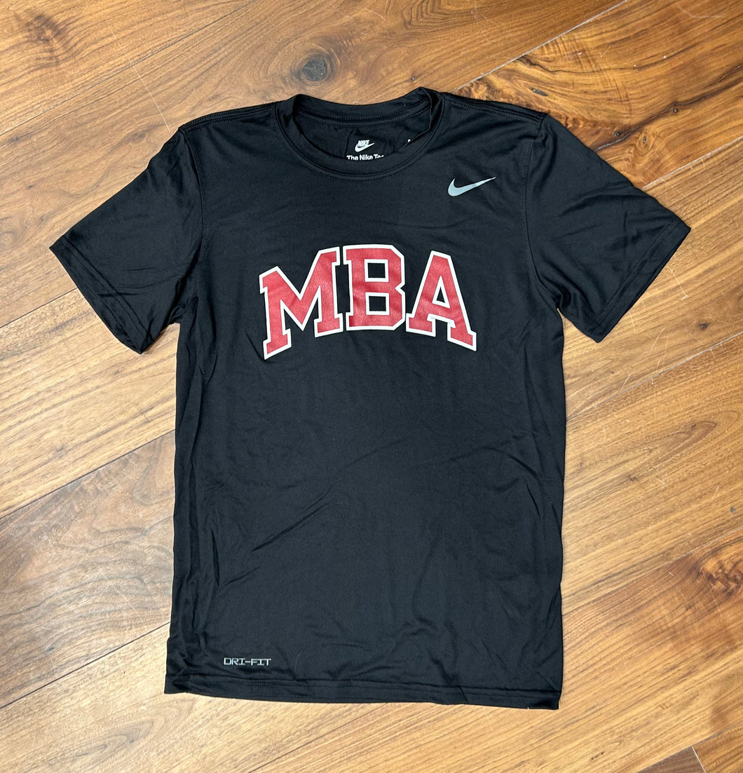 Nike Adult and Youth Dri-fit Black Short Sleeve Tshirt w/ Collegiate MBA