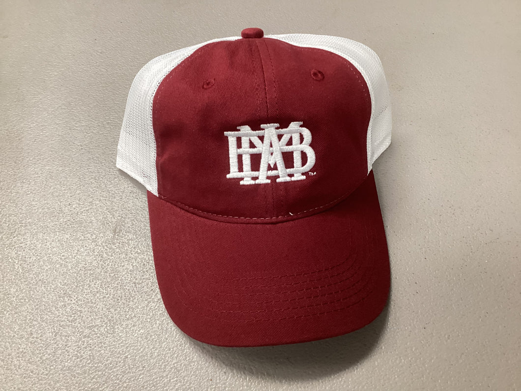 Cap/Hat Cardinal bill with white mesh  back and MBA waffle white