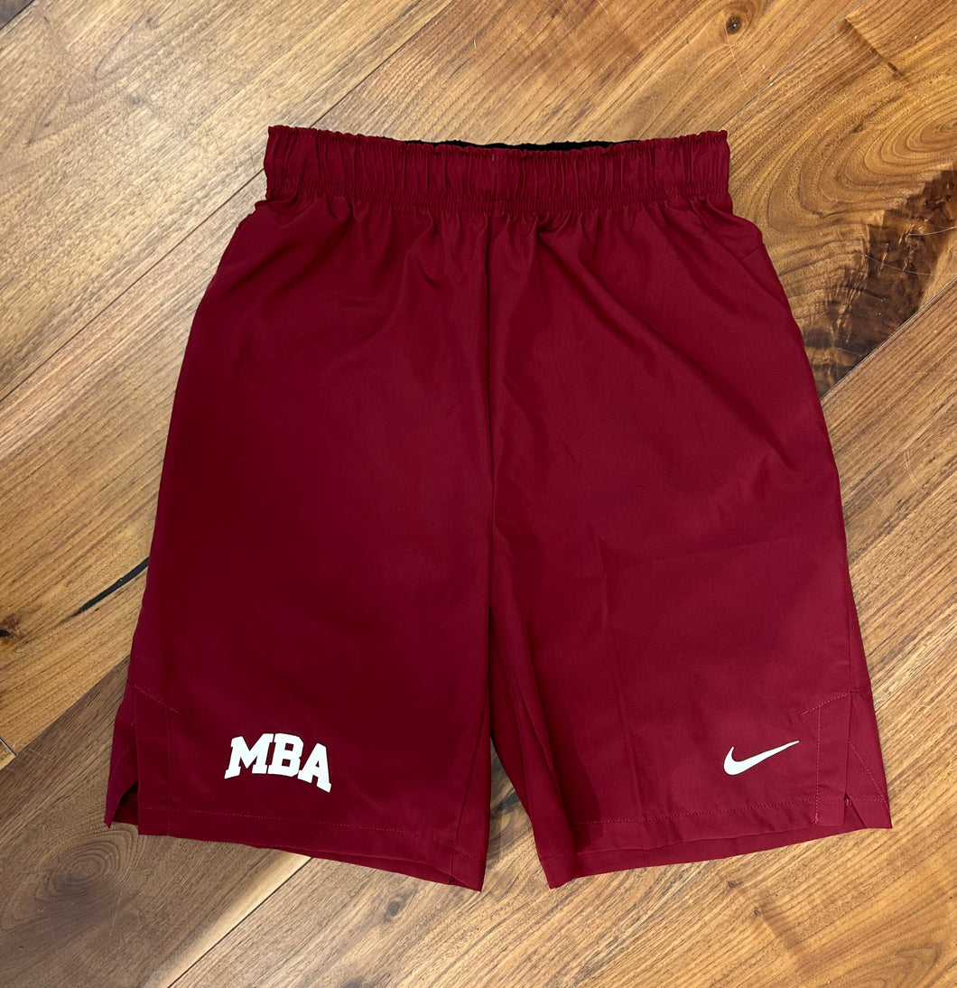 Nike Woven Flex Shorts w/ Pockets - Cardinal w/ White MBA Arch