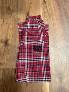 Flannel pajama pants in cardinal, black and white plaid- youth and adult