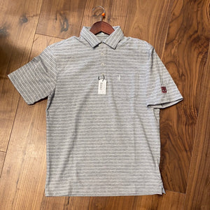 johnnie-o grey and white stripe polo “Neese”