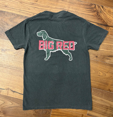 Dark Grey Comfort Colors Tshirt with Big Red Dog Silhouette