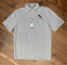 Johnnie-O Men's Grey and White Striped Dante Polo w/ 2-toned MBA