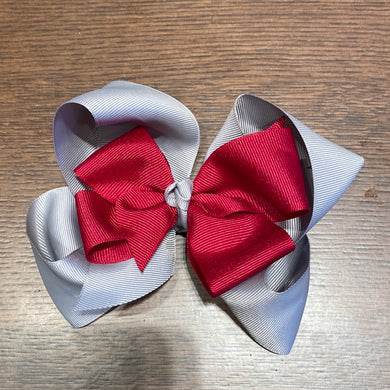 Ruffle Girl Gray and Maroon Bow for little girls!
