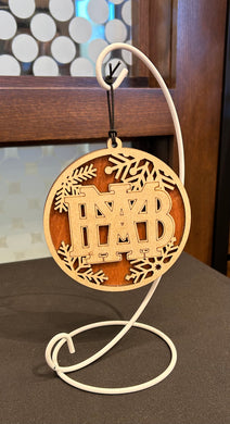 Stained Wooden Waffle Christmas Ornament