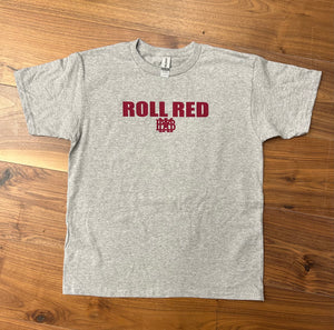 Grey Tshirt with Roll Red in Cardinal