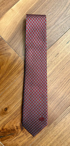 Cardinal and Gray Woven Silk Neck Tie with Waffle