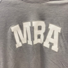 Grey Sport Tek short sleeved dry fit t-shirt with white collegiate MBA